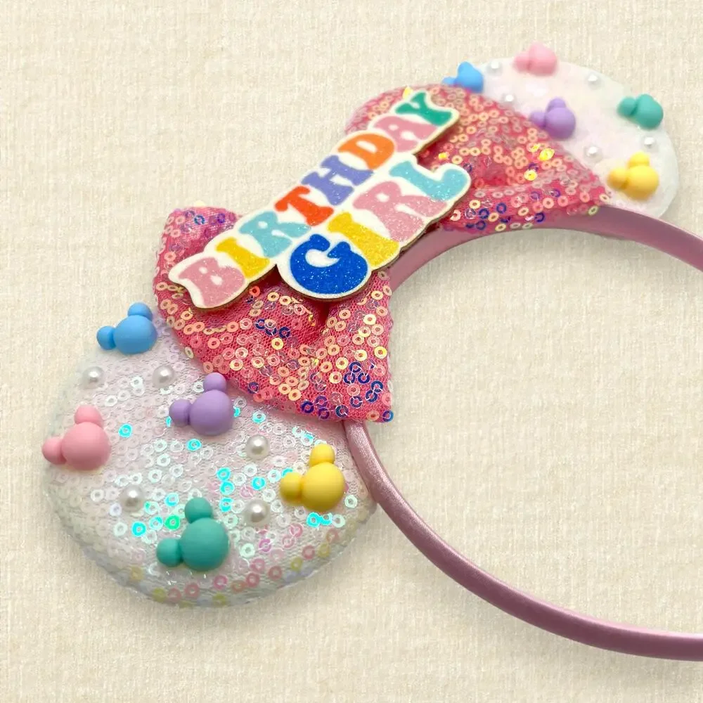 Pastel Mickey Bead Birthday Girl Minnie Ears | Disney-Inspired Mouse Ears